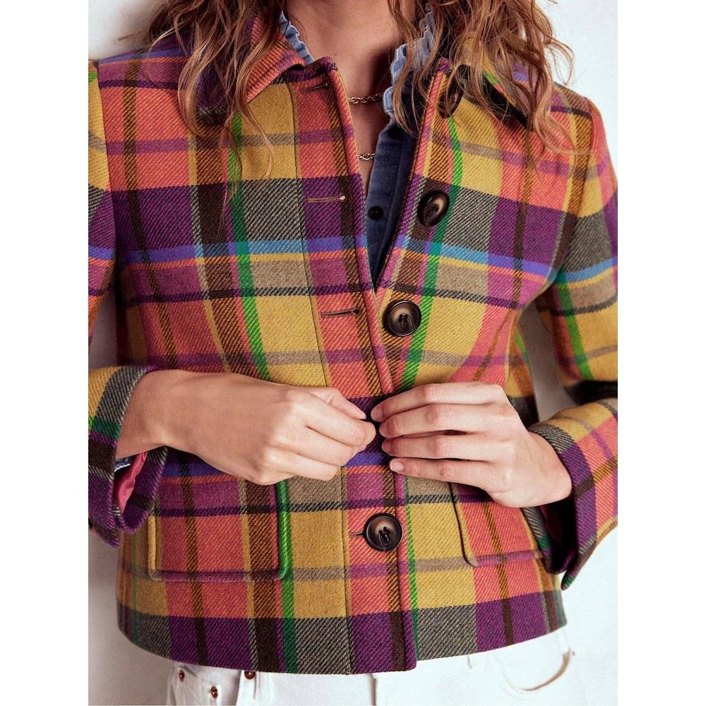 Boden Blue Knightsbridge Wool Jacket Plaid Multicolor Size 2 New With Tags - Picture 2 of 5